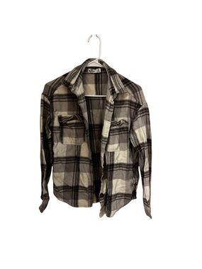 Hollister Neutral Plaid Button-Front Shirt in Cream and Brown